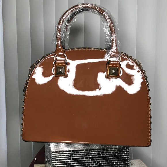 Dasein Patent Leather Rhinestone Fashion Handbag - Picture 3 of 5